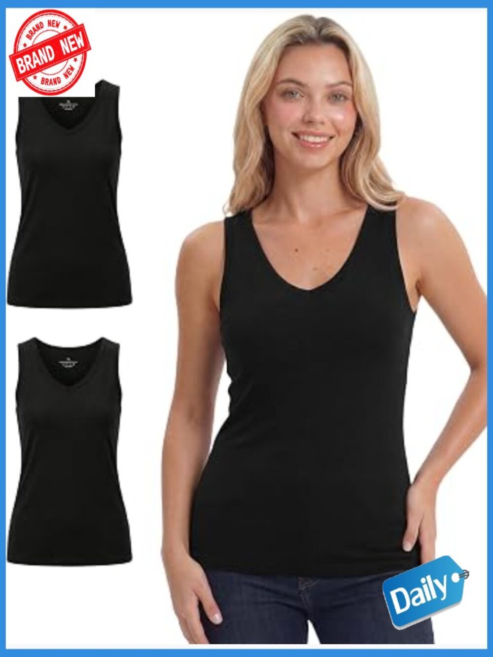 2 Pack Merino Wool Tank Top - V Neck Sleeveless Base Layer Undershirt